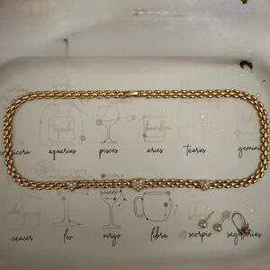 Tested yellow gold filled panther watch link three heart station choker necklace